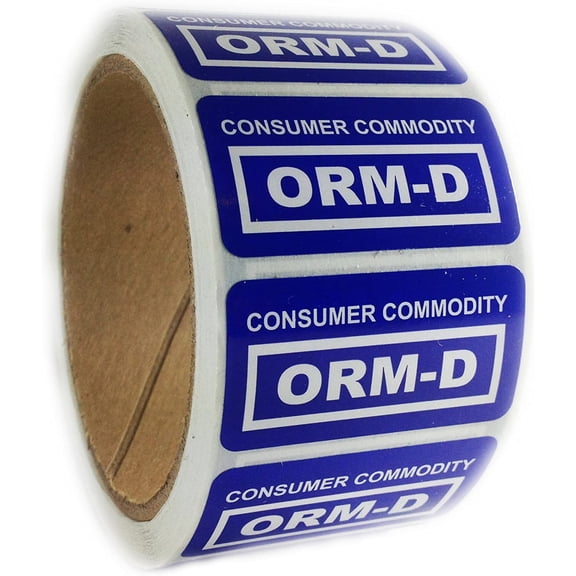 Blue "Consumer Commodity ORM-D" Label - 1" by 2" - 500 ct