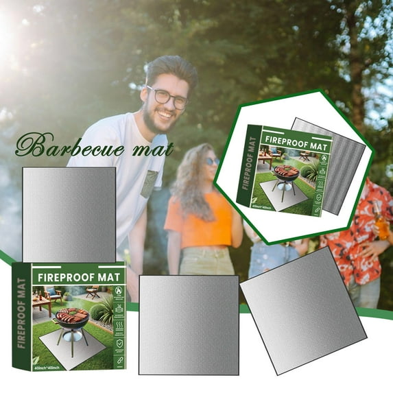 ORMARKET 40x40 inches Square Fire Pit Mat,4-Layer Fireproof Under Grill Mat Heat Insulated Indoor Fireplace Pad Protector for Deck,Grass,BBQ Smoker, Portable Reusable Oil-Proof and Waterproof(3PCS)