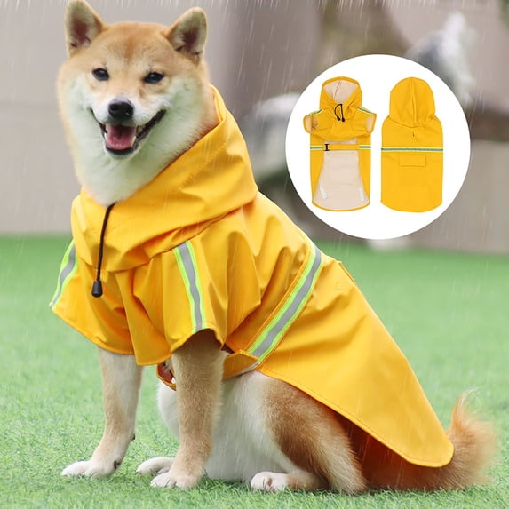 ORMARKET_Pet Dog Raincoat Hooded - Adjustable Waterproof Dog Rain Jacket Lightweight Reflective Dog Rain Coat Pet Slicker for Small Medium Large Dogs(Yellow,4XL)
