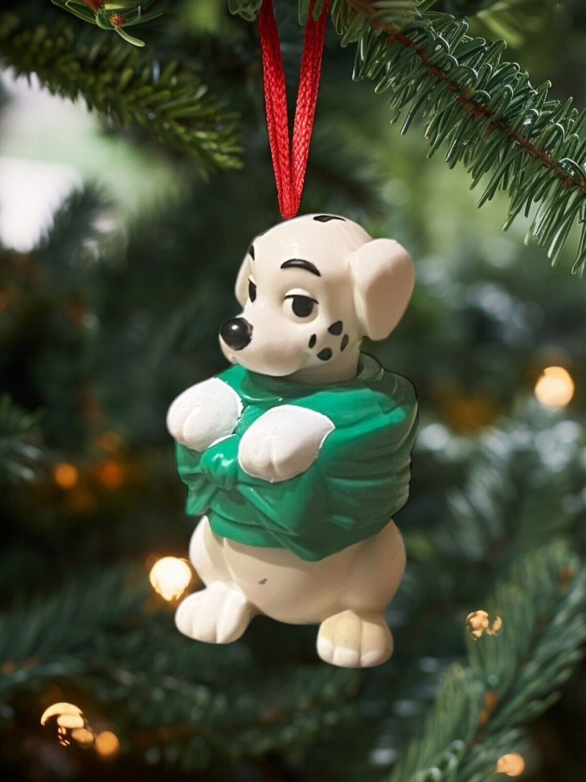 ORNAMENT 101 Dalmatians Green Christmas Wrap Vintage Disney