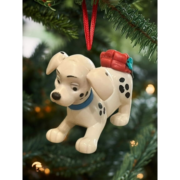 ORNAMENT 101 Dalmatians RED Christmas Bow On Tail Disney Figurine 4 NEW