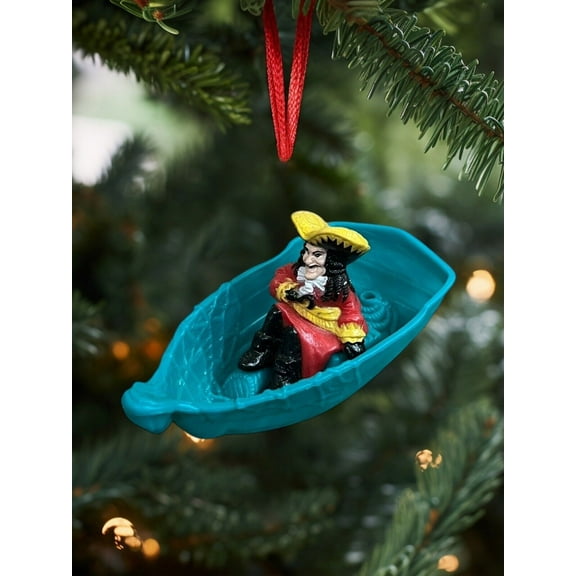 ORNAMENT 1991 Tri-star Pictures Captain Hook in Pirate Boat Figure Charm