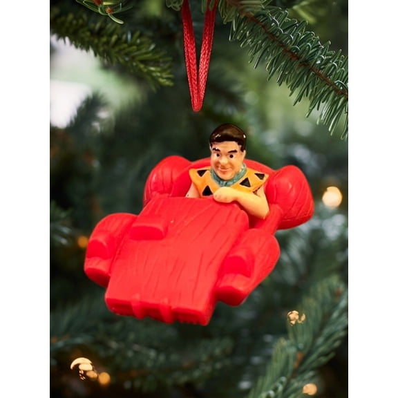 ORNAMENT FRED FLINTSTONE PVC In Red Car Figure Figurine Charm 3 Dangler Gift