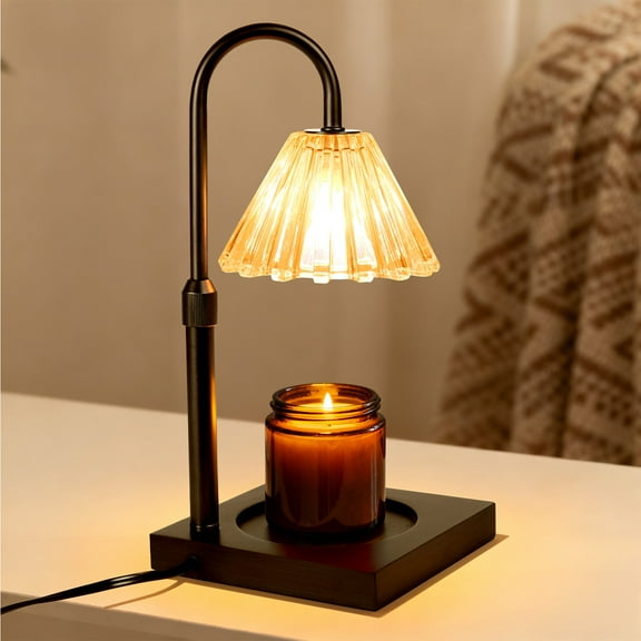UNTIMATY Candle Warmer Lamp Adjustable Height Candle Warmer with Timer, Dimmable Wax Melts Warmer for Jar Candles with 2 Bulbs(Black)