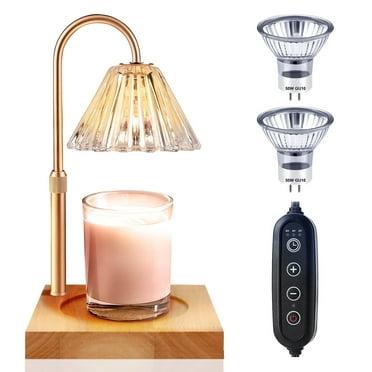 UNTIMATY Candle Warmer Lamp Adjustable Height Candle Wax Warmer with Timer, Dimmable Wax Melts Warmer for Jar Candles with 2 Bulbs(Gold)