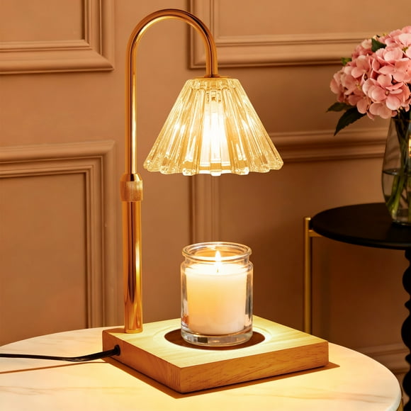 UNTIMATY Candle Warmer Lamp Adjustable Height Candle Wax Warmer with Timer, Dimmable Wax Melts Warmer for Jar Candles with 2 Bulbs(Gold)