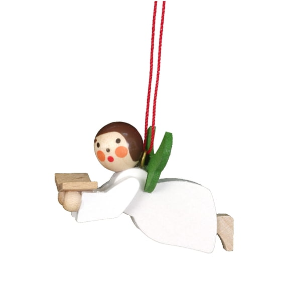 Alexander Taron 1.75" White, Brown, and Green Angel Singer Collectible Christian Ulbricht Ornament