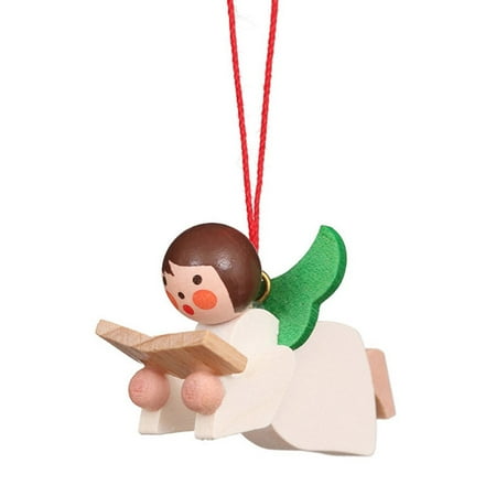 Alexander Taron 1.75" White, Brown, and Green Angel Singer Collectible Christian Ulbricht Ornament