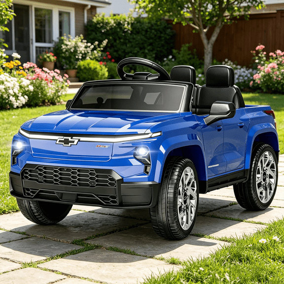 OROFULL 24V Licensed Chevrolet Electric Ride On Car with Remote, LED Lights, MP3, Safety Belt for Toddlers, Boys and Girls,Blue