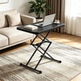 thumbnail image 1 of OROFULL 26 inch Small Folding Table, Height Adjustable x Frame Portable Plastic Table for Laptop, Couch, Camping and Small Spaces, Black, 1 of 7