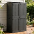 thumbnail image 1 of OROFULL 5x3 FT Outdoor Storage Shed, Waterproof Resin Tool Shed with Lockable Door & Reinforced Floor, All-Weather Shed for Patio Garage Garden Black, 1 of 8