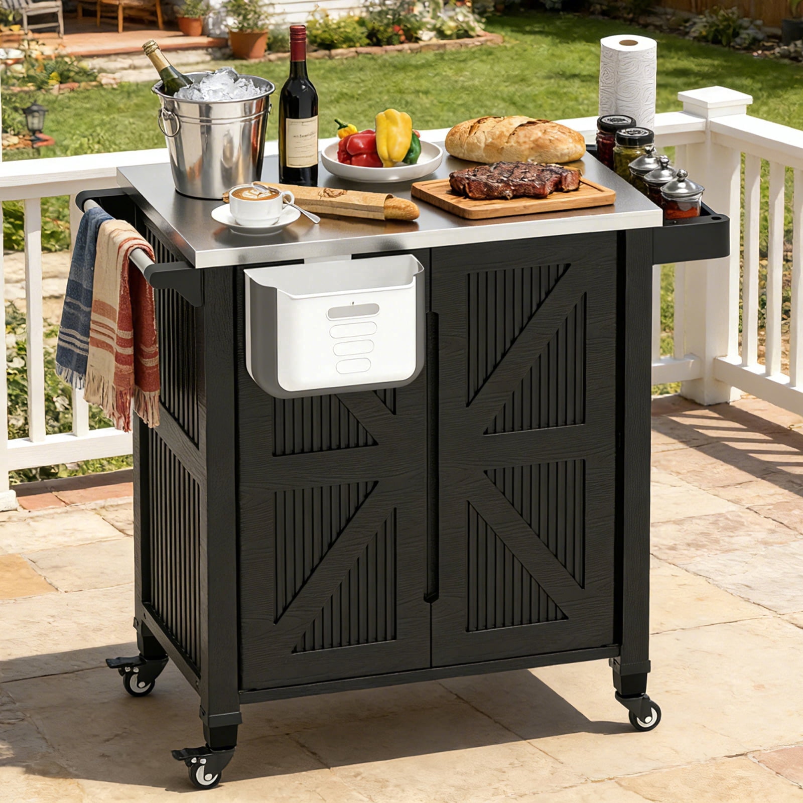 OROFULL Outdoor Grill Cart With Stainless Steel Tabletop Movable BBQ Prep Table With Storage Cabinet Lockable Wheels For Patio Backyard Black: What to Know Before You Buy