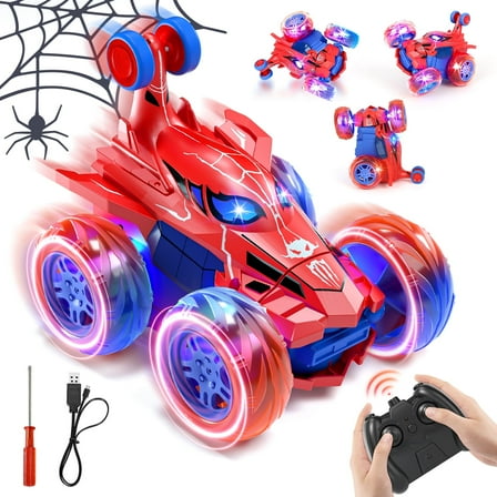Remote Control Car, RC Cars, 2.4Ghz Fast Stunt with Cool Lights, 360° Rotation Race Car, Toys for 6 Year Old Boys, Toys for Boys 3-6 7-10 Year Old, Best Gift for Birthday & Christmas