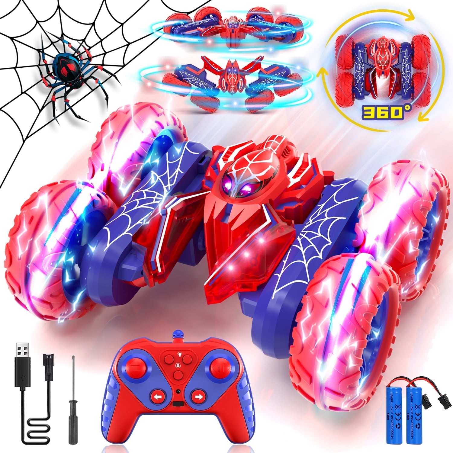 Remote Control Car, Toys for Boys 8-11 Years, 2.4Ghz Fast Stunt with Double Sided & Cool Light, RC Car Toy for Boys 5 6 7 8 9 10 11 Year Old, Outdoor Toys Birthday Gift for Boys