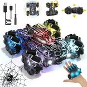 Remote Control Car, RC Car Toys for Boys 5 6 7 8 9 10 Year Old,  Double Sided RC Car with Gesture Sensing & Cool Light, 2.4Ghz RC Stunt Car for Kids Outdoor Toys
