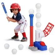 T Ball Set Toys, Baseball Sports & Outdoors Toy with 6 Balls & Auto Baseball Launcher, T Ball Set for 2 3 4 5 Year Old - Blue