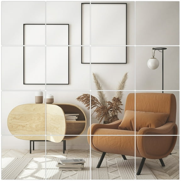 OROMYO 40Pcs Mirror Wall Sticker Flexible Mirror Tiles Self Adhesive Mirror Wall Decal Removable Square Mirror Sticker 5.9'' Mirror Sheet for Home Living Room Bedroom Wall Decor