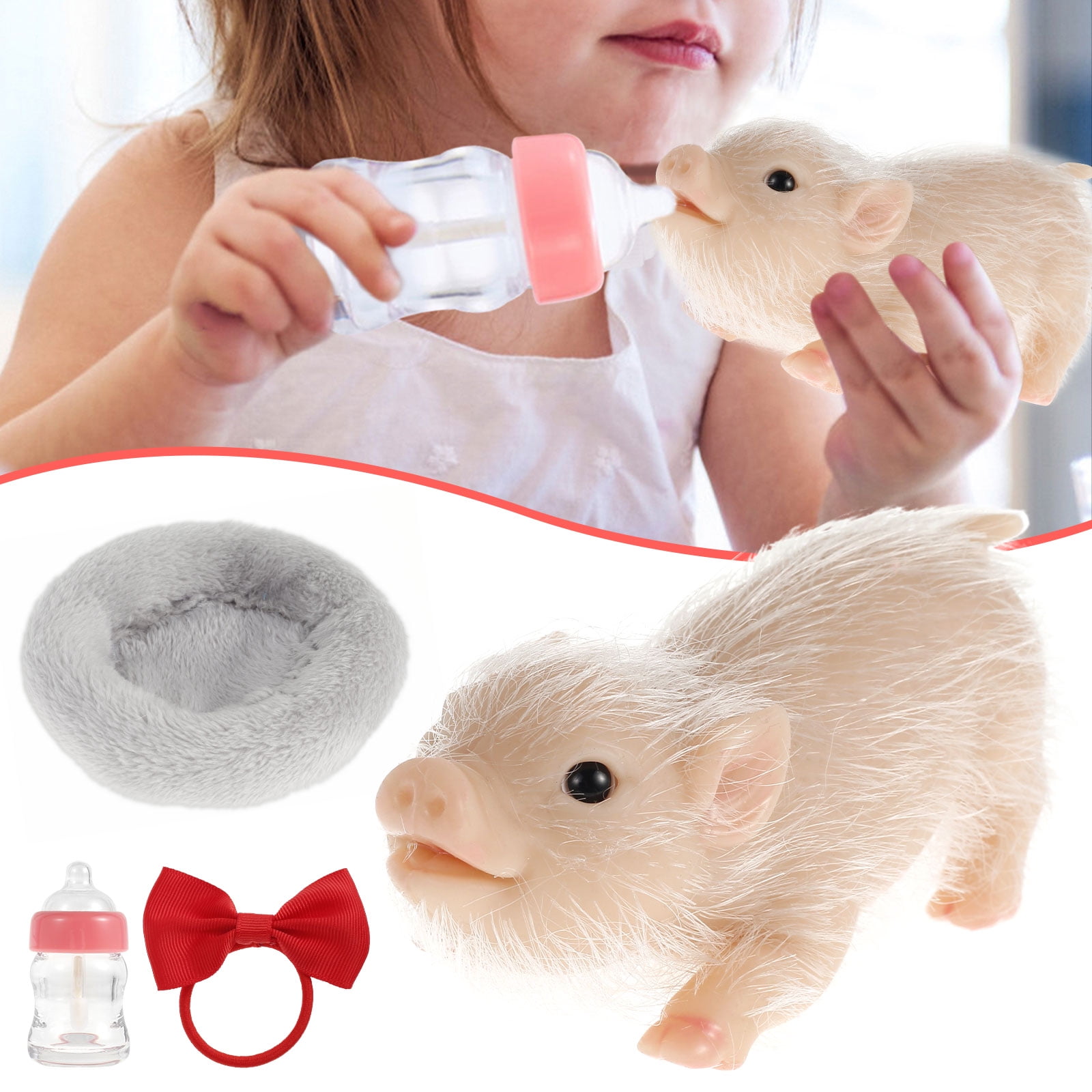 OROMYO 6Inch Silicone Piglet Doll Toy, Mini Soft Lifelike, Cute