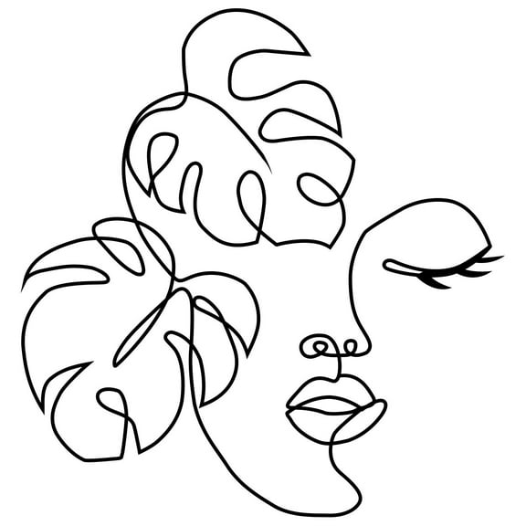 OROMYO Metal Wall Art Woman Face Metal Art Minimalist Abstract Girl Face Line Art Wall Durable Rust-Proof Abstract Modern Female Face Decoration for Home Living Room Bedroom Wall