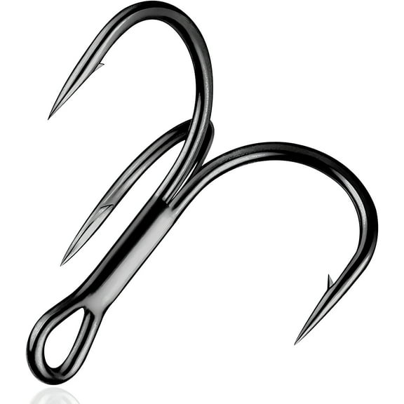 OROOTL 100pcs Fishing Treble Hooks Round Bend Barbed Treble Hook Size 12#