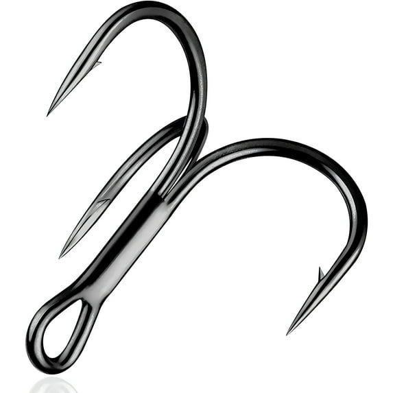 OROOTL 100pcs Fishing Treble Hooks Round Bend Barbed Treble Hook Size 14#