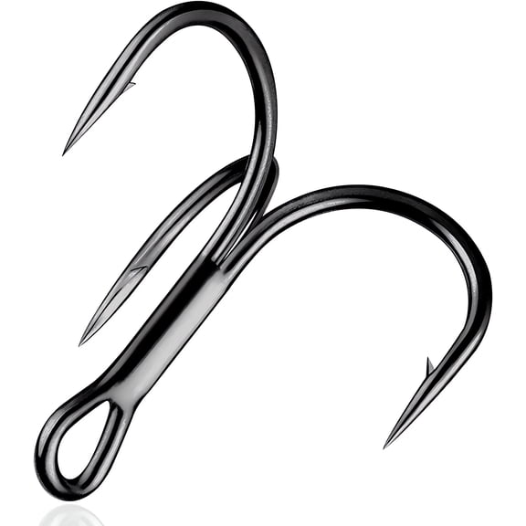 OROOTL 100pcs Fishing Treble Hooks Round Bend Barbed Treble Hook Size 14#