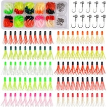 OROOTL 110pcs Soft Fishing Lures Jig Head Hooks Kit, Crappie Jigs Heads Curly Grub Lures Tube Bait Jigs Mixed Color Soft Plastic Worm Swimbaits Tube Jigs Tackle for Bass Trout Saltwater Freshwater