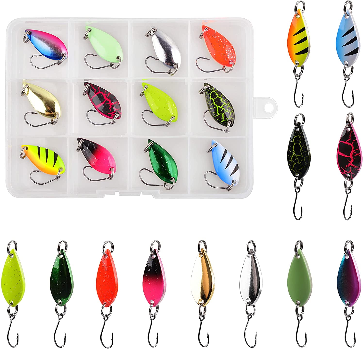 Fishing Jigs Lures Set, Metal Jigging Spoon Kit with Treble Hooks and Hot  Stamping Foil Jig Hard Fishing Lures Strong Double Hook for DIY Fishing  Lure