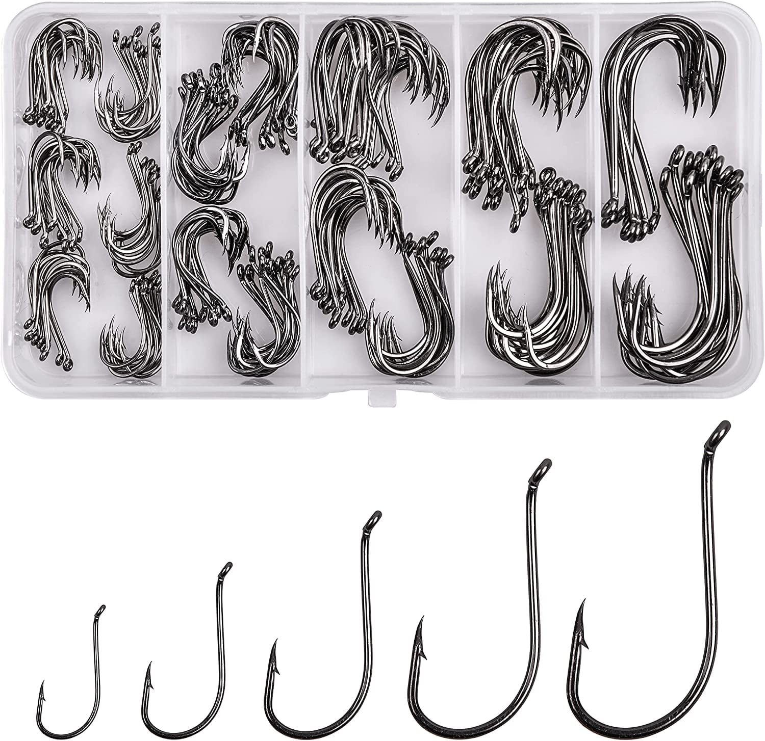 OROOTL 200pcs Box Circle Hooks Offset Circle Hooks Black High Carbon Steel Octopus Fishing Hooks-Size: 2# 4# 1/0 3/0 5/0 OROOTL 200pcs Box Circle Hooks Offset Circle Hooks Black High Carbon Steel Octopus Fishing Hooks-Size: 2# 4# 1/0 3/0 5/0