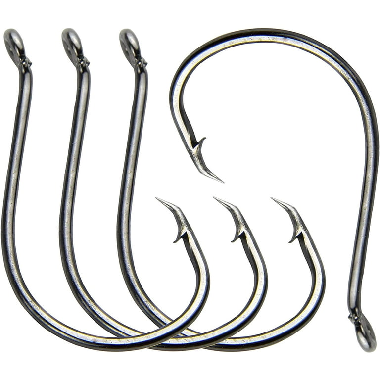 High Carbon Steel Round bent fishing hook ring black, Size: 14