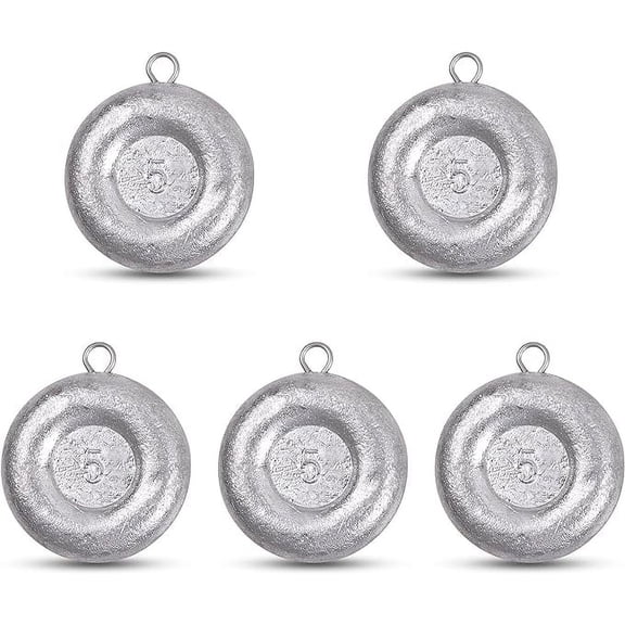 OROOTL 7 Pack Round Flat Stainless Steel Coin Sinkers Fishing Weights, 1 oz to 8 oz