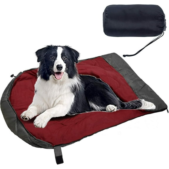 OROOTL Dog Sleeping Bag Bed Portable Pet Bed Dog Mat Outdoor Travel Supplies Waterproof Warm Puppy Sleep Pad for Hiking Camping(Red)