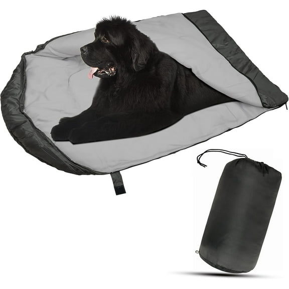 OROOTL Dog Sleeping Bag, Portable Travel Dog Bed Ultra Soft Waterproof Pet Bed with Storage Bag Warm Packable Dog Bed for Camping Hiking Backpacking(Grey)