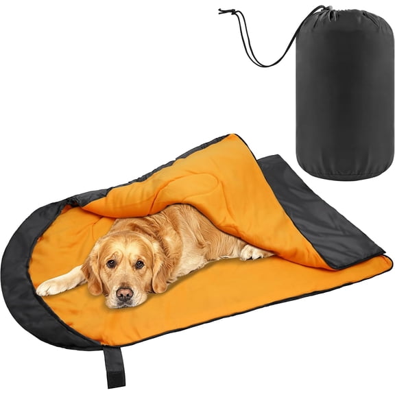 OROOTL Dog Sleeping Bag, Portable Travel Dog Bed Ultra Soft Waterproof Pet Bed with Storage Bag Warm Packable Dog Bed for Camping Hiking Backpacking(Orange)