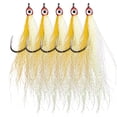 thumbnail image 1 of OROOTL Fishing Bucktail Teaser Hooks,5pcs Saltwater Fishing Teaser Lures with Bucktail Crystal Flash Skirt Big Eyes Fluke Flounder Rig Fishing Jig Hooks, 1 of 7