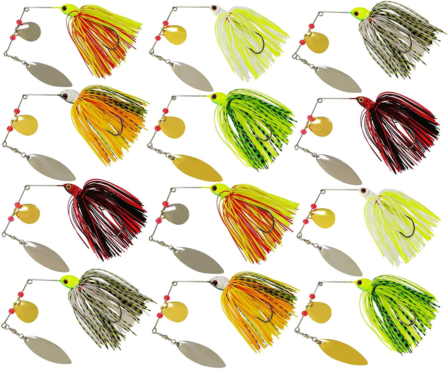 Spinner Baits Bass Fishing Lures Kit Buzzbait Metal Jig Fishing Lure Mixed  Colors Swimbaits Spinner Bait for Bass Pike Trout Fishing, 6/10Pcs