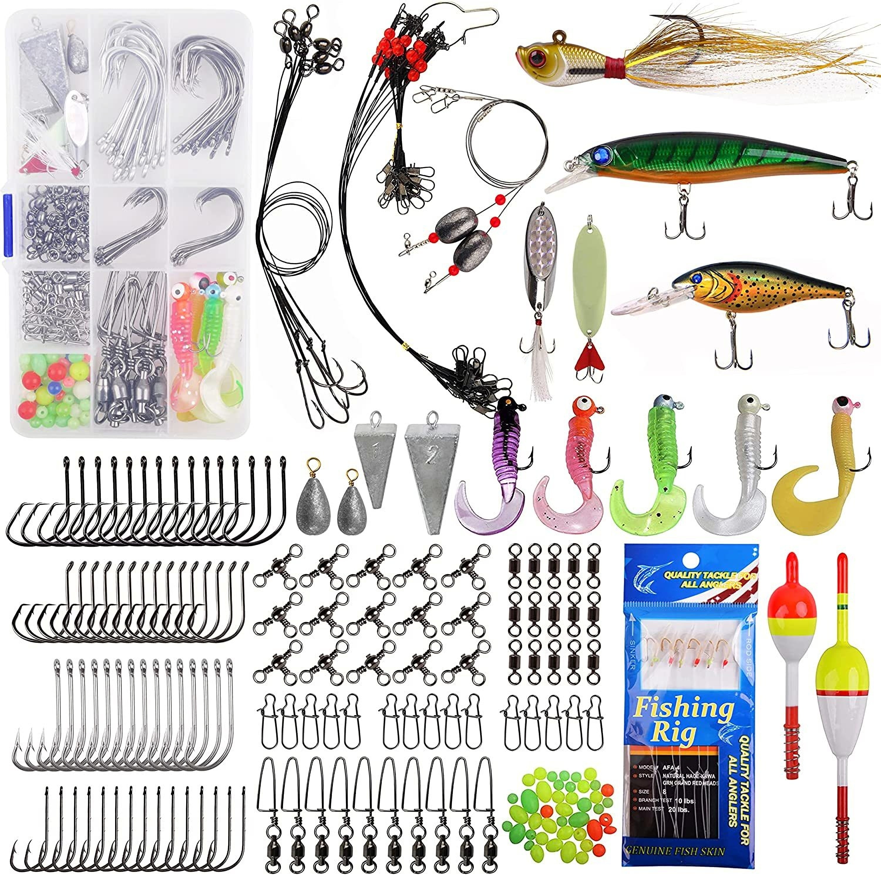  Fishing Accessories Kit, Fishing Set with Tackle Box, Fishing  Hooks, Weights, Jig Heads, O-Rings, Barrel Swivels, Fastlock Snaps, Fishing  Beads, Space Beans(Freshwater) : Sports & Outdoors