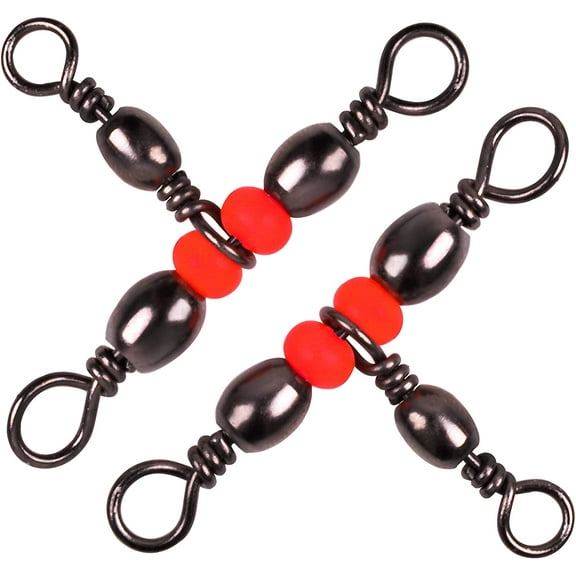 OROOTL T-Shape Three 3 Way Fishing Swivel Brass Barrel Triple Swivel Cross Line Fishing Tackle Line Connectors Tangle Free Tackle Equipment Size 20-100 lbs Pack of 50pcs