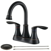 OROPY Bathroom Faucets Sink Kitchen 1 Hole Black 2-Handle 4 Inch Modern Lavatory with Pop-up Drain and Supply Hoses
