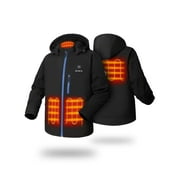 ORORO 4-Zone Heated Jacket for Men with Detachable Hood and Battery, Heating Jacket for Winter Outdoors (Black/Blue, L)