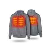 ORORO Heated Fleece Hoodie for Men and Women with Battery, Unisex Heating Zip-Up Hoodie Jacket (Flecking Gray, L)