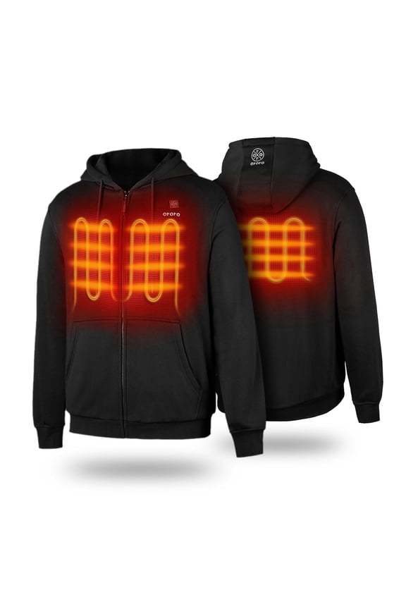 Heated Fleece Hoodie for Men and Women with Battery, Unisex Heating Zip-Up Hoodie Jacket (Jet Black, M)