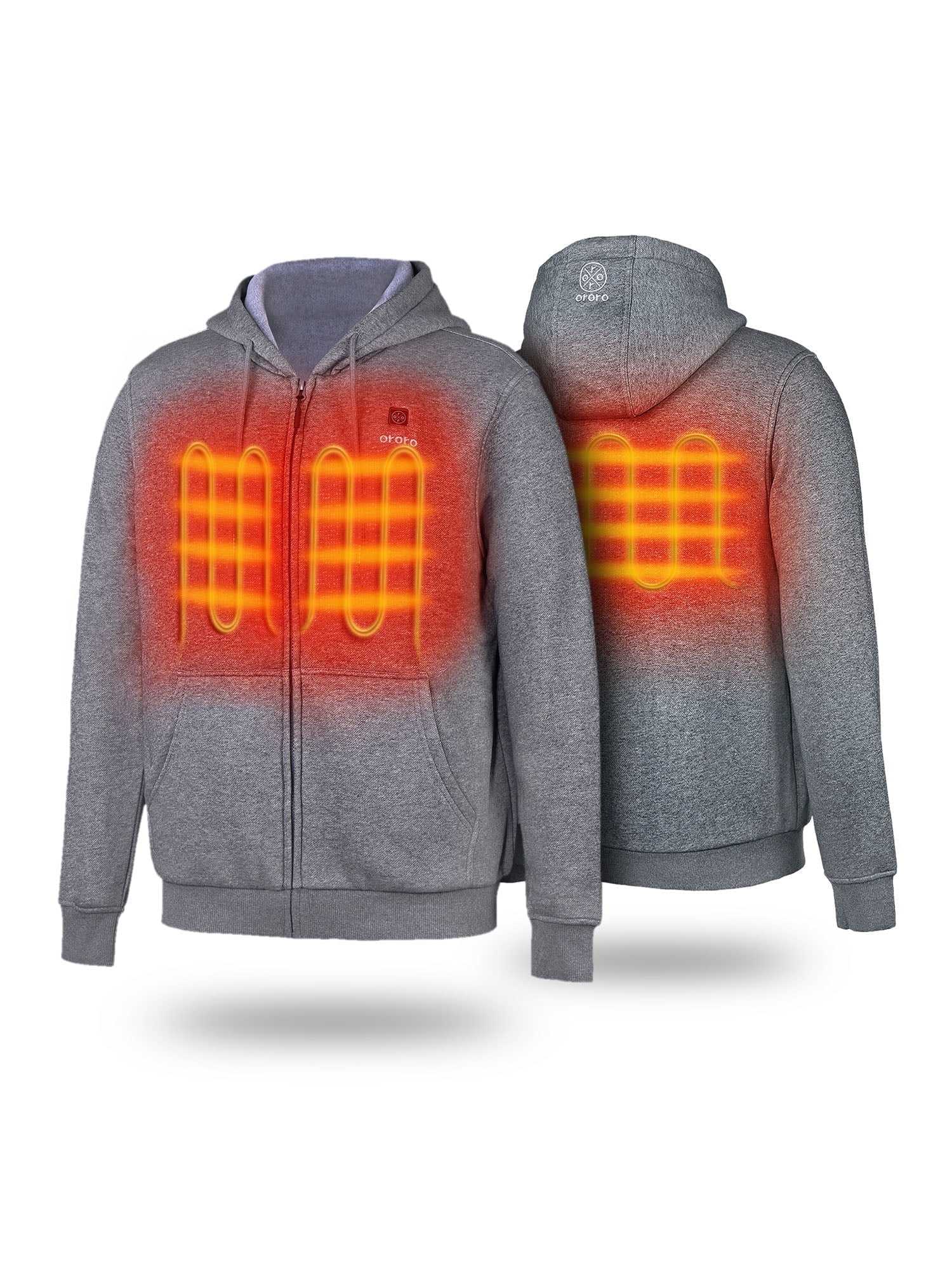 ORORO Heated Fleece Hoodie for Men and Women with Battery Unisex Heating Zip Up Hoodie Jacket Flecking Gray XL