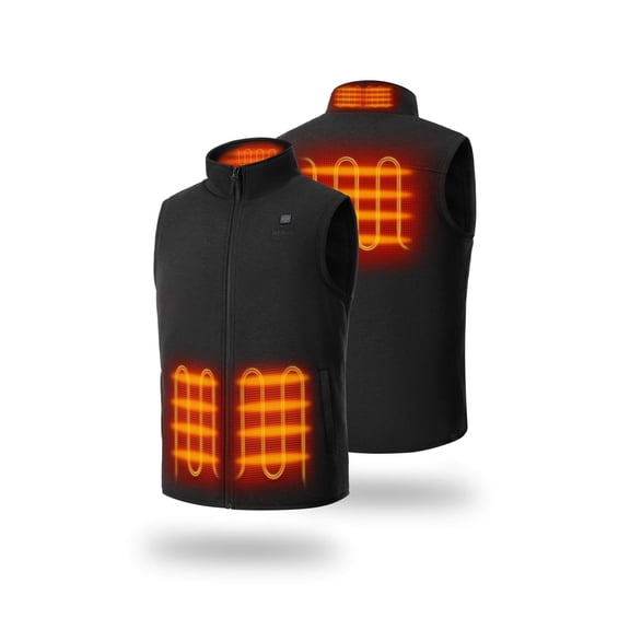 ORORO Heated Fleece Vest for Men with Battery, 4-Zone Heating Fleece Base Layer for Winter (Black, L)