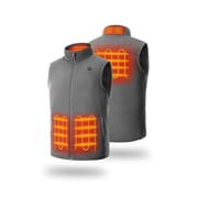 ORORO Heated Fleece Vest for Men with Battery, 4-Zone Heating Fleece Base Layer for Winter Gray, L