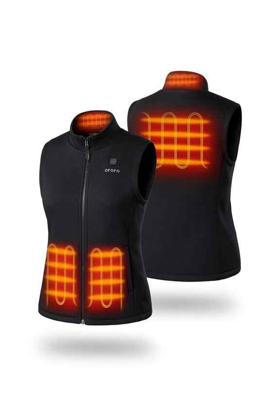 Heated Fleece Vest for Women with Battery, 4-Zone Heating Fleece Base Layer for Winter (Black, S)