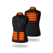 ORORO Heated Fleece Vest for Women with Battery, 4-Zone Heating Fleece Base Layer for Winter Black, S