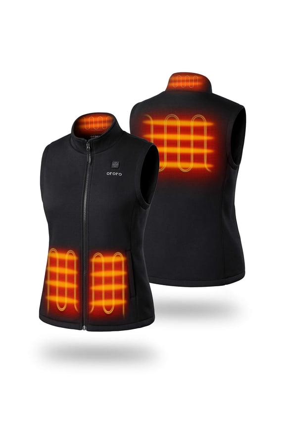 Heated Fleece Vest for Women with Battery, 4-Zone Heating Fleece Base Layer for Winter (Black, S)