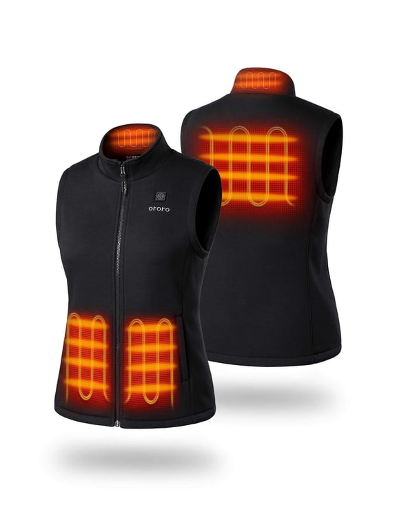 Heated Fleece Vest for Women with Battery, 4-Zone Heating Fleece Base Layer for Winter (Black, XL)