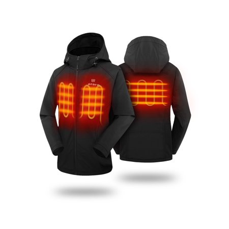 ORORO Heated Jacket for Women with Detachable Hood and Battery, Battery Powered Heating Jacket for Hiking Skiing Camping (Black, M)